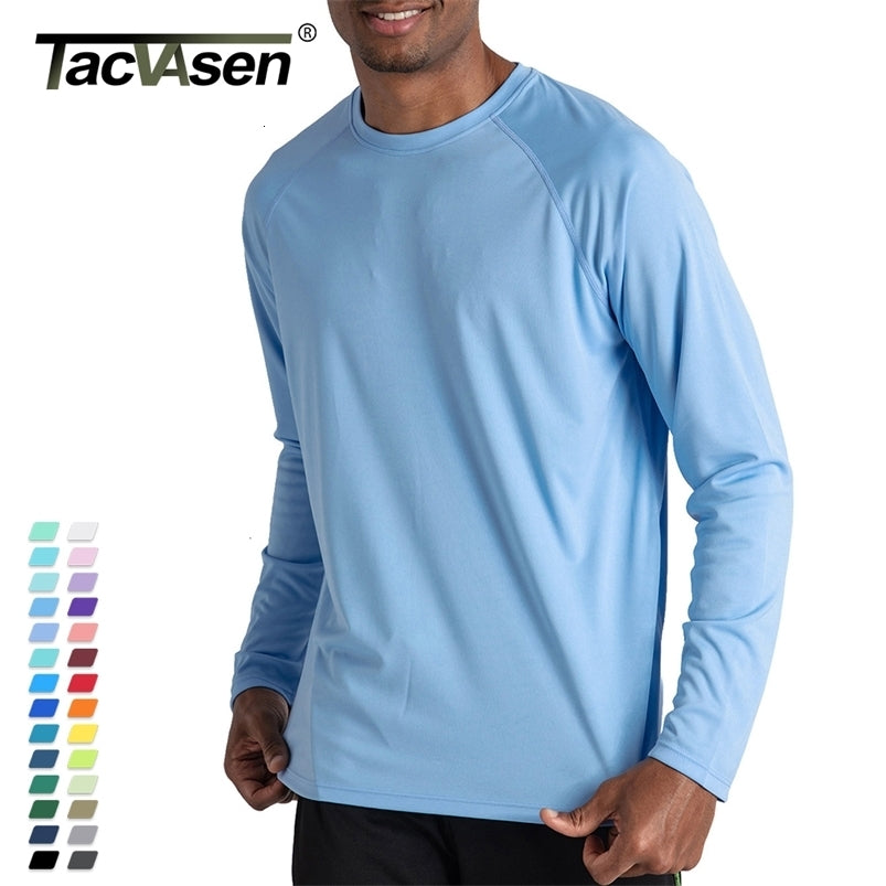 Mens TShirts TACVASEN Sun Protection Tshirts Summer UPF 50 Long Sleeve Performance Quick Dry Breathable Hiking Fish UVProof 230317