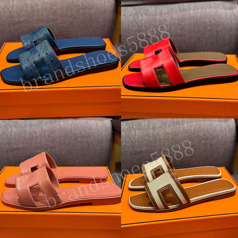 Designer Shoes Womens Sandals Slippers Leather Women Palm Print Slippers Fashionable Minimalist Summer Sandals Slippers Flat Comfortable Shoes Indoo