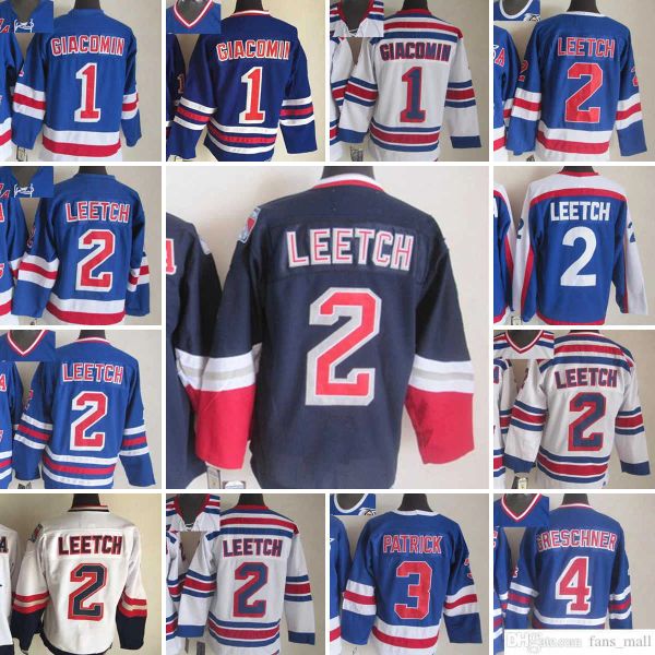 New York&#039;&#039;Rangers&#039;&#039;Movie CCM Vintage Ice Hockey Eddie Giacomin Jerseys Brian Leetch James Patrick 4 Ron Greschner 77 Phi