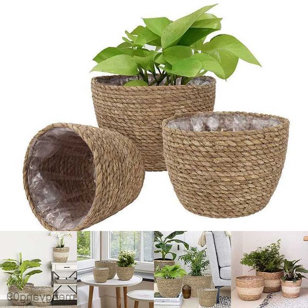 Planters Pots Bamboo Rattan Woven Flowerpot Grass Planter Basket Plant Containers Home Decoration Potted Plants For Indoor Outdoor Flower Po