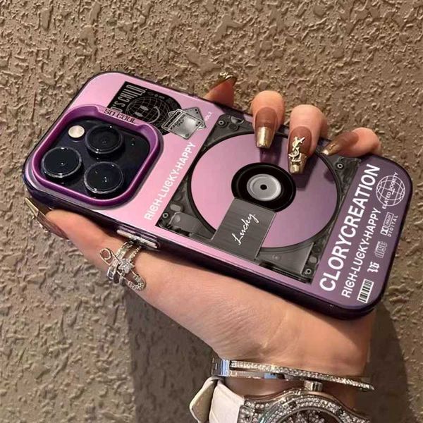 Designer Phone Case Suitable for iPhone 16 15 14 13 12 11 Pro Max XS X XR Retro Record Player Plating Matte Phone Cover Suitable for iPhone
