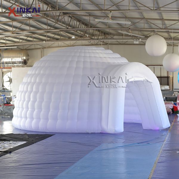 Outdoor Activities Inflatable Igloo Dome Tent with led light White Structure Workshop for Event Party Wedding Exhibition Business Congress
