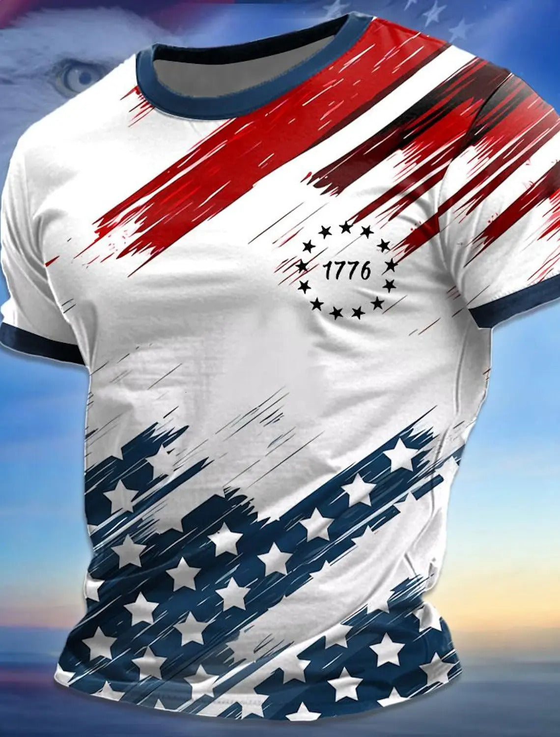 American Flag Street style mens 3D printed T-shirt Tee Street American Independence Day T-shirt Crew collar short sleeved summer240807