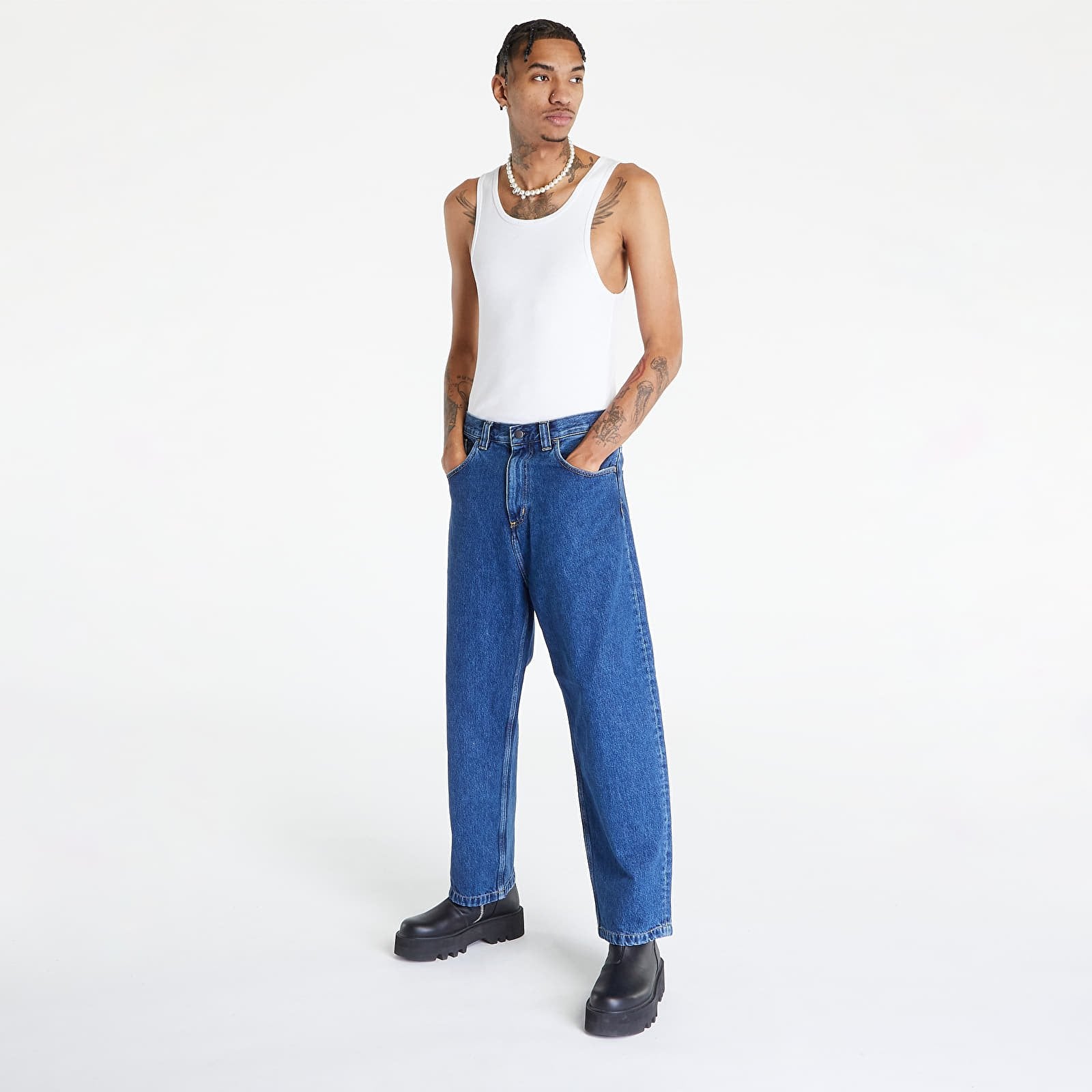 Byxor Carhartt WIP Brandon Pant Blue Stone Washed M