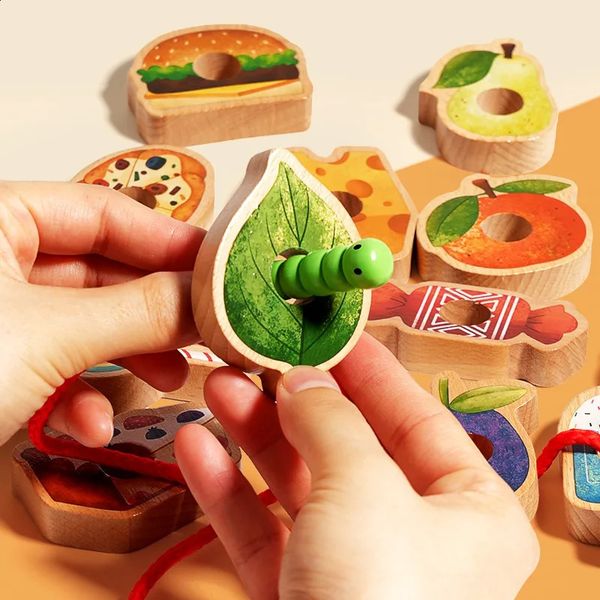 Baby Wooden Toys Threading Rope Games Matching Sorting Logic Thinking Fine Motor Montessori Educational Puzzle Toy Kids Gifts 250120