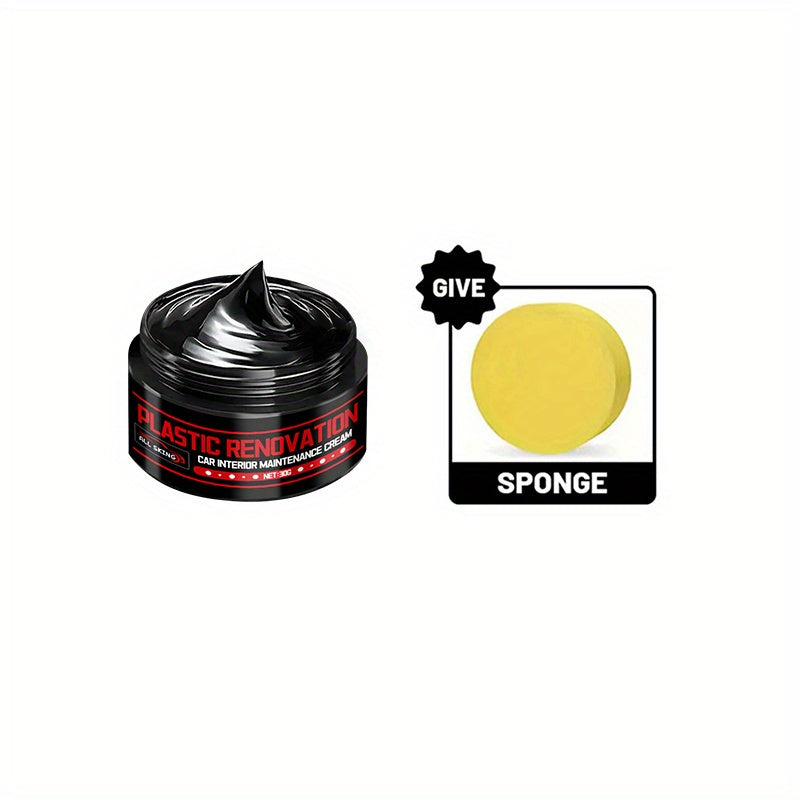 TEMU Car Plastic Part Restorer, Black Interior Trim Polishing Wax, Aging Prevention Refurbishment Agent, Repair Plastic Scratches, Tire Shine Paste,
