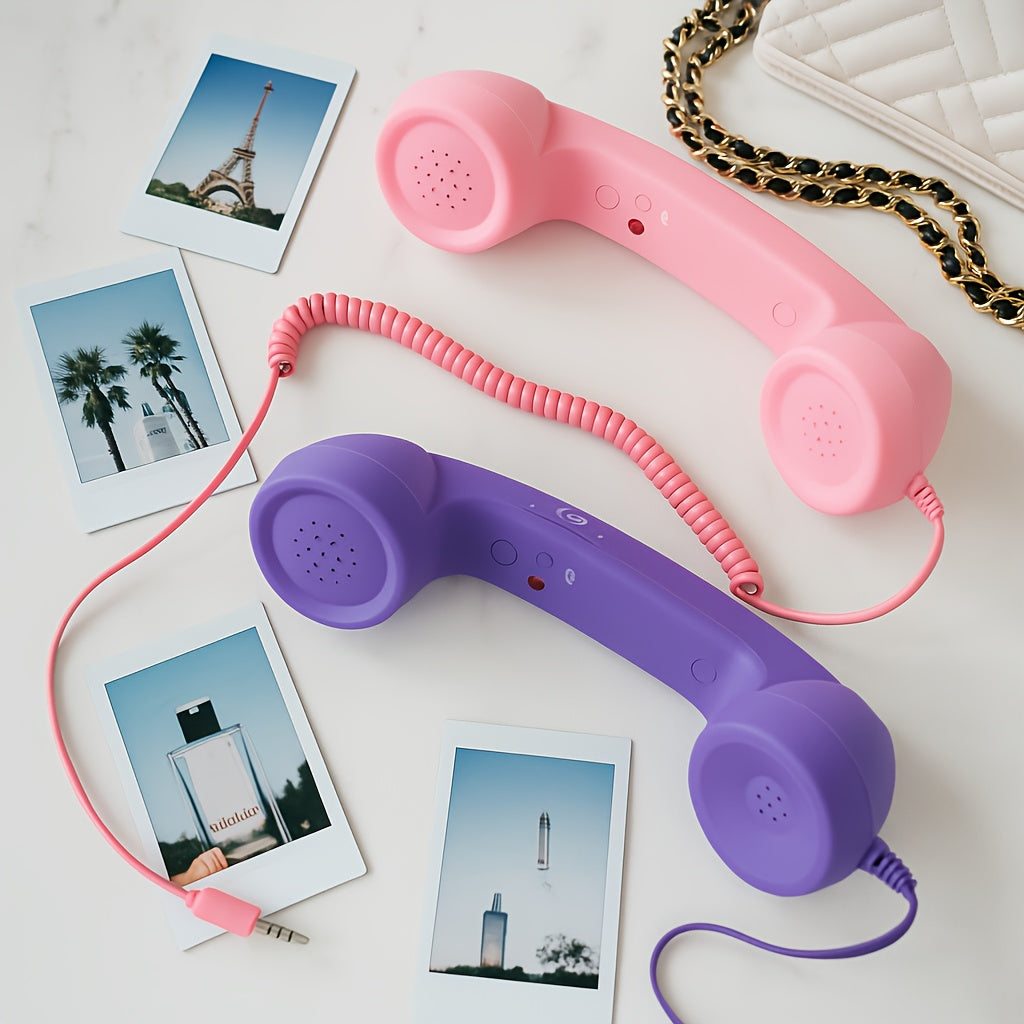 TEMU Retro Phone Radiation-proof Old Corded Phone With 3.5mm Jack And Volume Control - Sound For Cell Phones, Smartphones, Tablets And Laptops