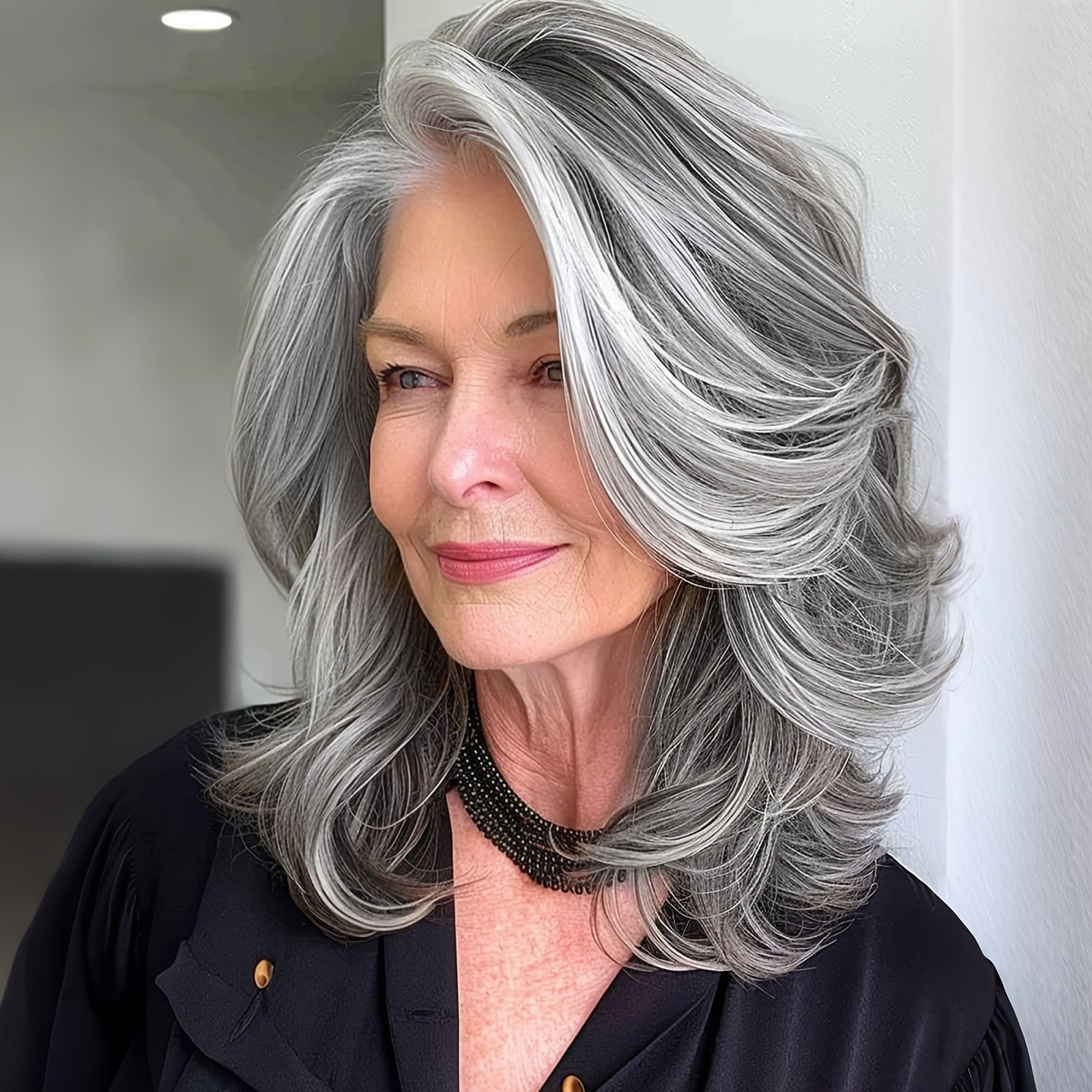 TEMU Layered Grey Bob Mullet Wigs For Women 14 Inch Short Light Grey Bob Wigs With Curtain Bangs Synthetic Hair Mullet Wig Wavy Bob Wig Cosplay Wig
