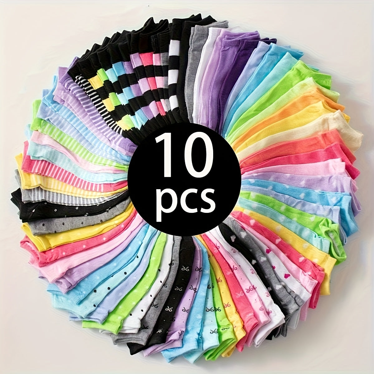 TEMU 10 Pairs Of 5 Pairs Of Candy-colored Socks, Soft And Comfortable Ankle Socks, Suitable For Gifts, Women's Invisible Socks And Knitwear.