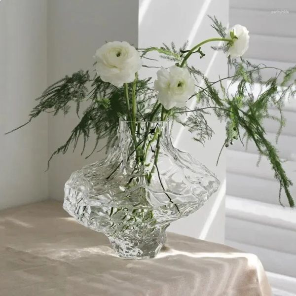 Vases Transparent Glass Vase Irregular Stone Grain Flower Arrangement Hydroponics Accessories Terrarium Home Decoration