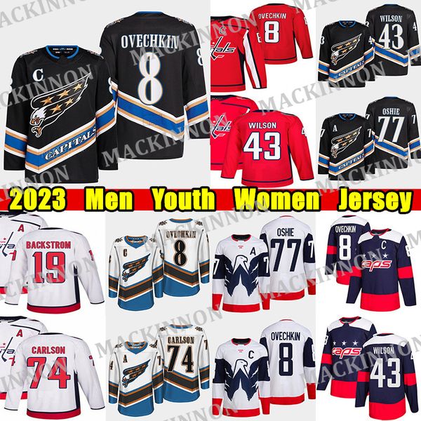 #8 Alexander Ovechkin Reverse Retro hockey jersey #43 Tom Wilson T.J. Oshie Nicklas Backstrom John Carlson Joel Edmundson Max Pacioretty Cha