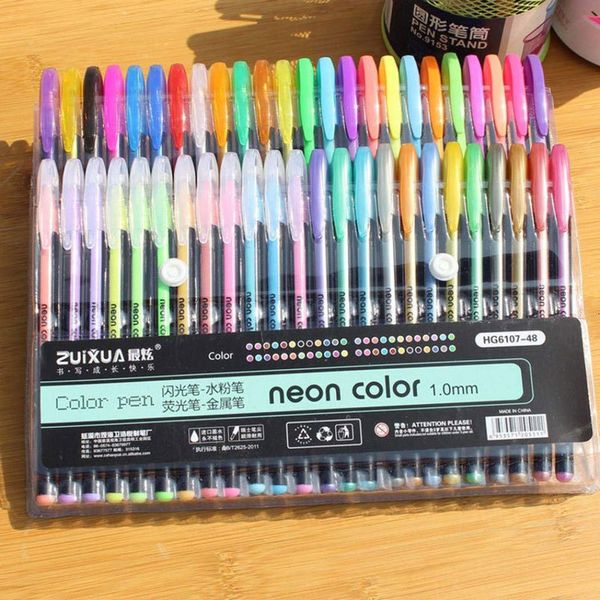 Gel Pens 48-36 color Set Refills Metallic Pastel Neon Glitter Sketch Drawing Color School Stationery Marker for Kids Gifts 221118