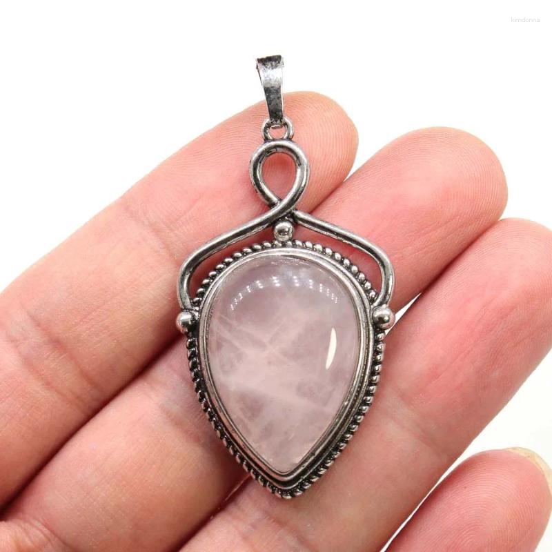 Pendant Necklaces Natural Crystal Stone Water Drop Pendants For Women DIY Necklace Amethyst Rose Quartz Lapis Lazuli Jewellery No Chain