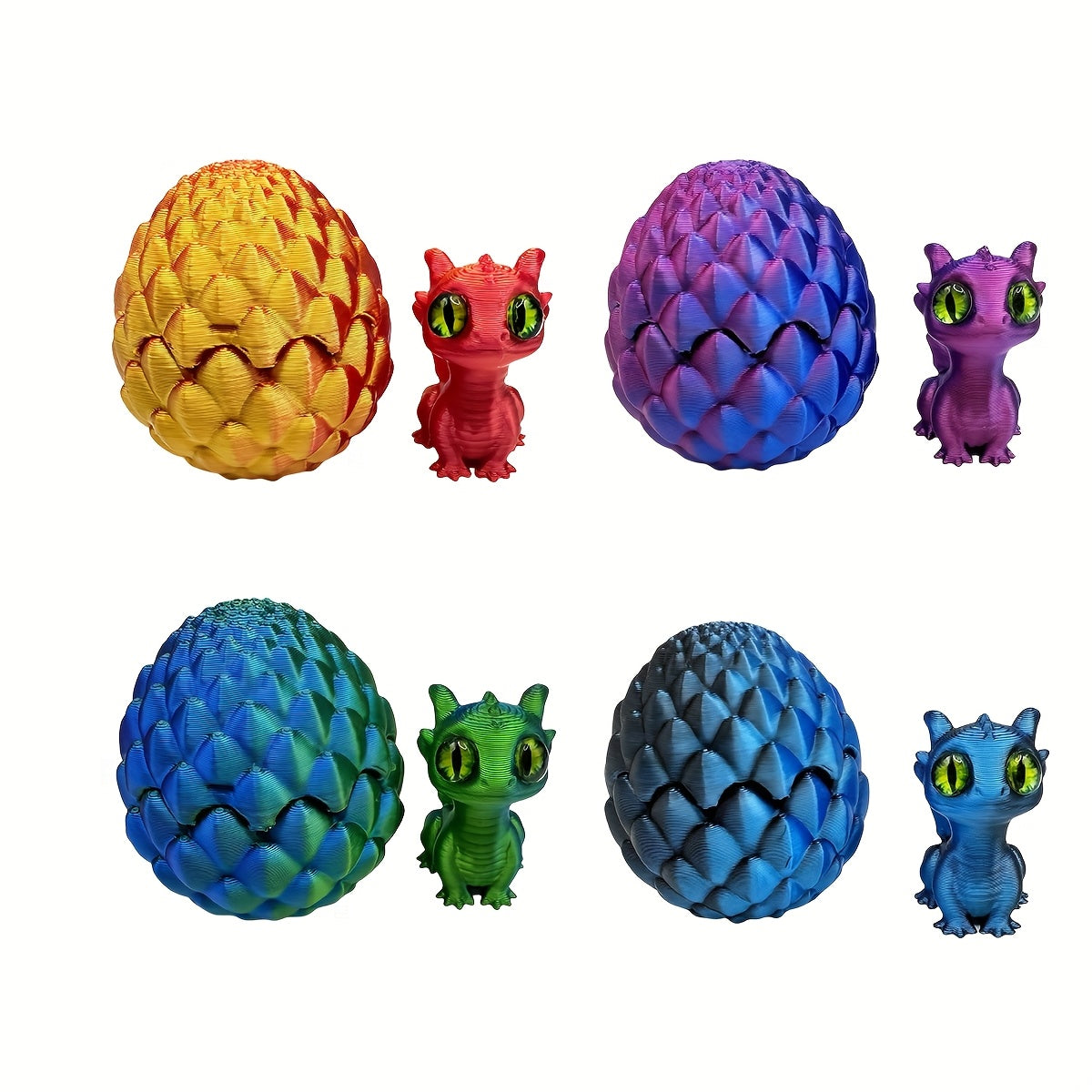 TEMU 8pcs Creative 3d Printed Mini Cute Dragon And Dragon Egg Decoration Set, Portable And Compact, Ideal For Holiday Decoration, Home Office Desktop