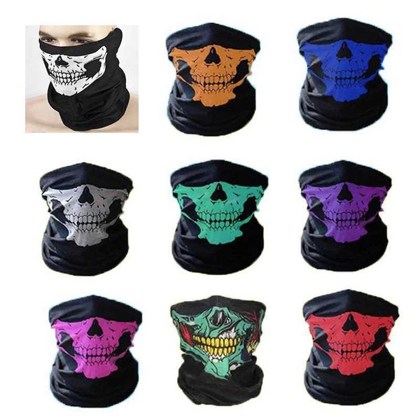 Bandanas Windproof Sketon Skull Scarves Neck Half Warmer Face Mask Ghost Scarf for Outdoor Sports Cycling Climbing Hiking 2021XJ241231