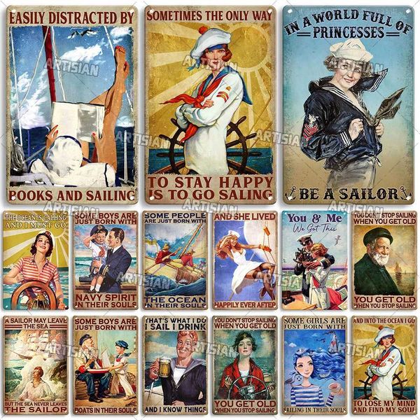 High Quality ARTISIAN Weathered Sailor Metal Tin Sign Vintage Metal Plaque Home Man Cave Decorative Plate Studio Metal Tin Sign Wall Decor T