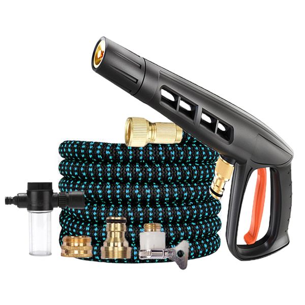 New High Pressure Washer Water Gun Garden Hose Set With Foam Pot Car Wash Nozzle Power Sprinkler PVC Plastic Pipe Cleaning Tools