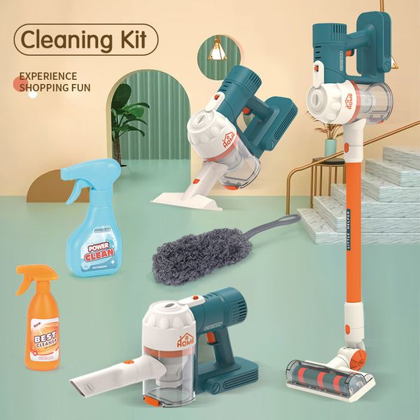 Other Toys Kids Simulation Electric Vacuum Cleaner Toy Doll Accessories Broom Dustpan Combination Set Play House Puzzle Cleaning Tool Gift 2