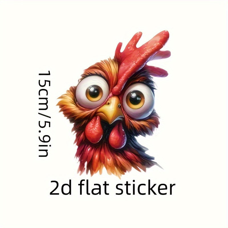 TEMU 2d Flat, 2d Flat Sticker - Colorful Rooster Vinyl Decal For Car, Truck, Laptop, Motorcycle | Scratch Protection, Window Decoration | Reusable