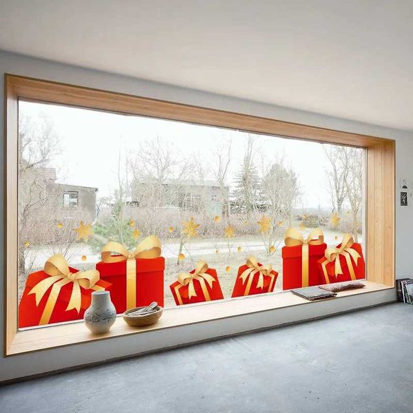 Christmas Decoration Stickers for Window Gift Box Wall Stickers Xmas Decals Window Decor Noel Stickers Festival Party SupplyXJ241114