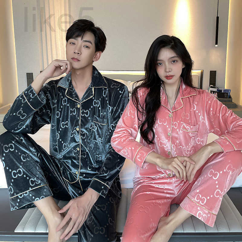 Women&#039;s Sleepwear designer Designer sleepwear women Autumn and winter open est gold velvet couple pajamas high-end sense men thick home clothes