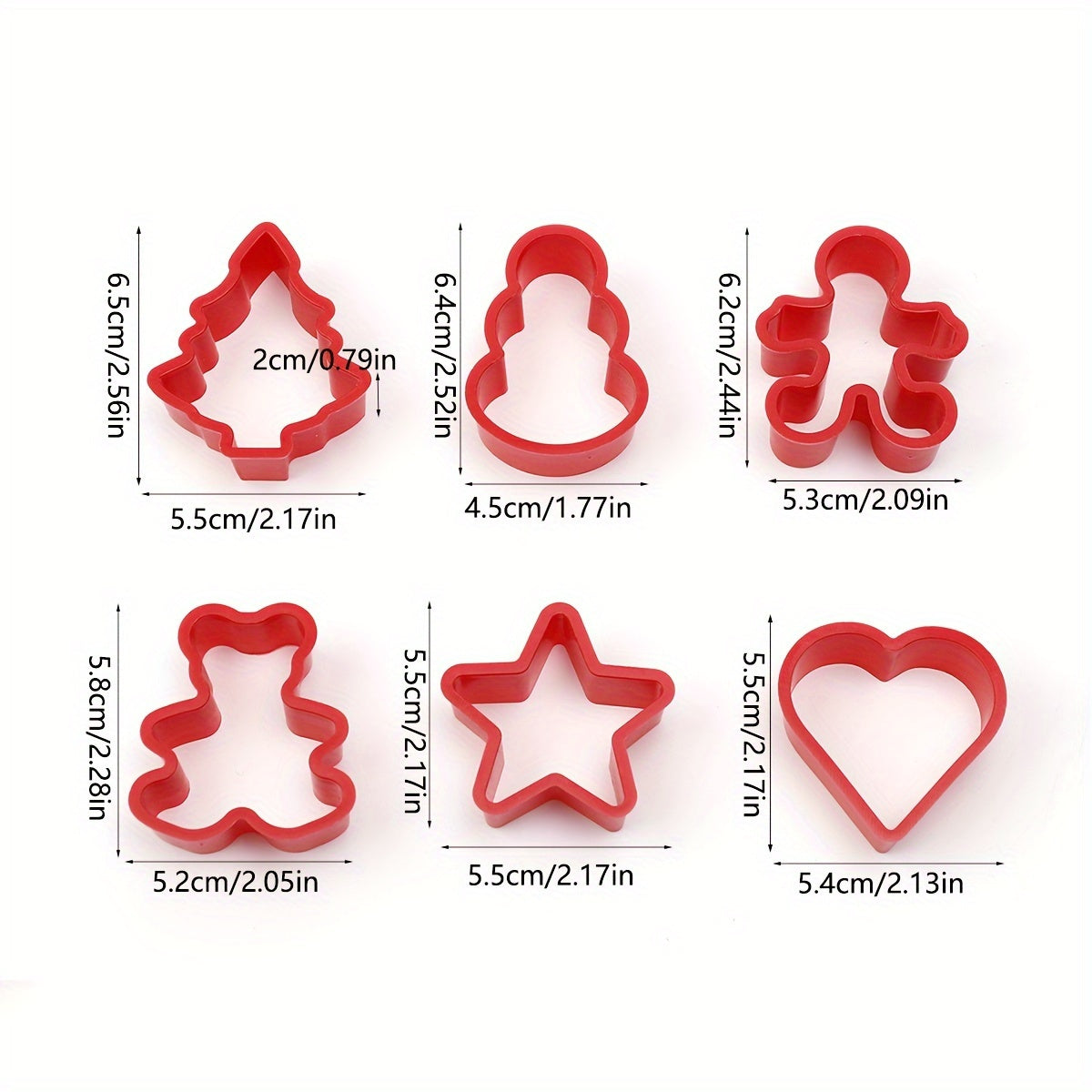 TEMU 6pcs Creative Red Pp Baking Cutting Mold Tools Christmas Cookie Mold Fondant Cutting Mold Cookie Diy Six-piece Set