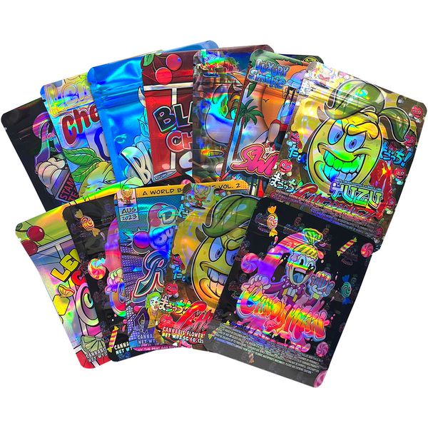 wholesale Colorful Resealable Mylar Bags 3.5g Plastic Package Food Storage 3.5 Zip Lock Smell Proof Pouch Empty Case Dab Rigs