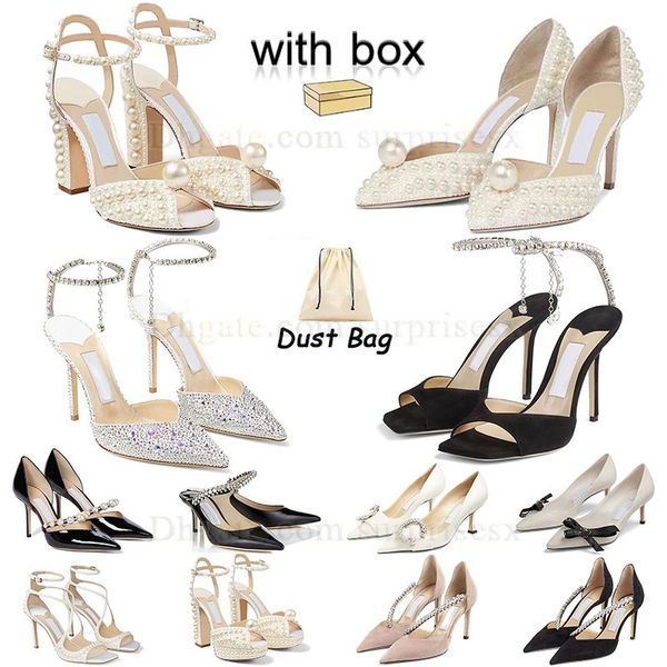 2025 DHgate Designer Heels Dress Shoes Pearl With Box London Elegant Dinner Wedding Party Platform JC Luxury Brands Loafers Sandals Refined