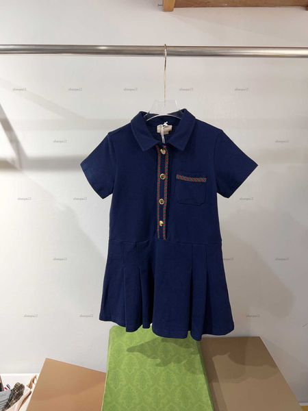 Luxury girls polo dress summer Single-breasted design dresses kids designer clothes lapel Dress High quality Various styles Girls skirts