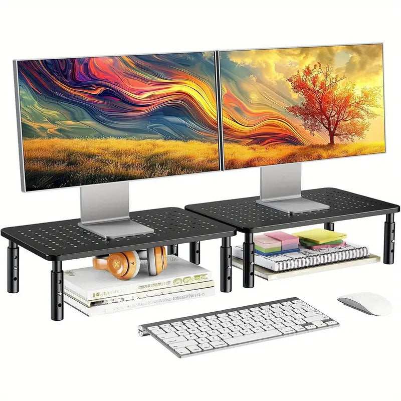 TEMU 1-2-4pcs Adjustable Height Desktop Stand Lift, Desktop Monitor Stand, Flexible Adjustment, , Ventilation Design, , Office Furniture Accessories,