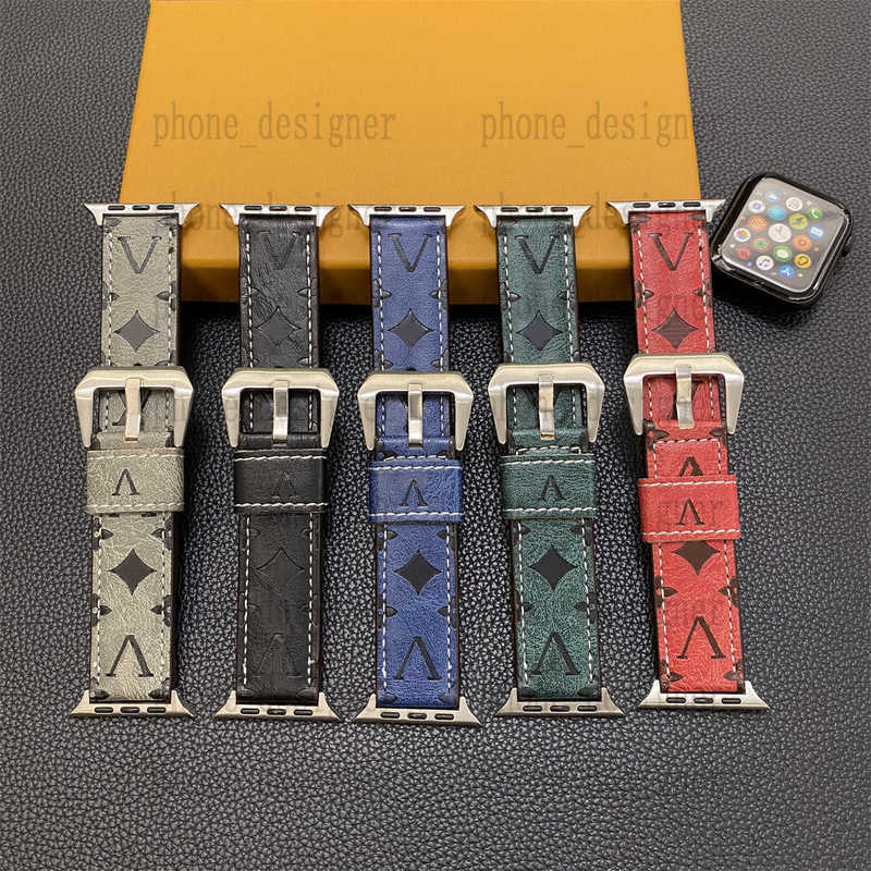 Designer Watch Band for Smart Watch 49MM 45mm 38mm 42mm Leather iwatch Bands Fashion Straps Bracelet With Flower Printed smartwatch