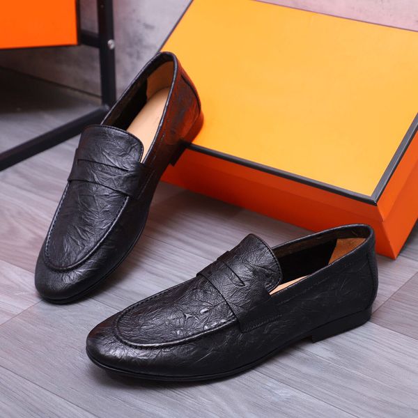 2023 Mens Designer Business Dress Shoes New Brand Fashion Gentlemen Flats Party Office Casual Slip On Loafers Size 38-44