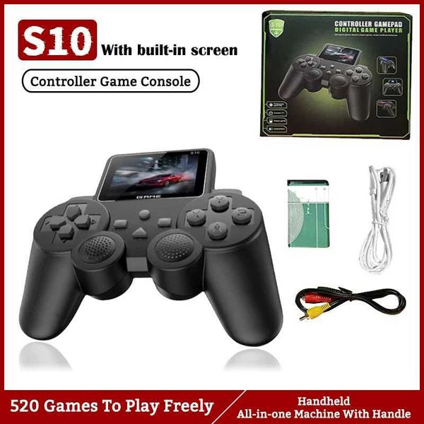 Game machine Video Game Console S10 Mini Remote Control Handles Handheld Console 520 Games AV Output Video Two Player Controller Kids Gift Z