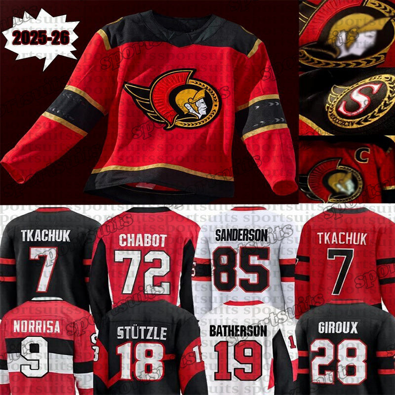 #7 Brady Tkachuk 2025-26 New Senator Hockey Jersey #18 Tim Stutzle #19 Drake Batherson #28 Claude Giroux #85 Jake Sanderson #72 Thomas Chabot Jersey