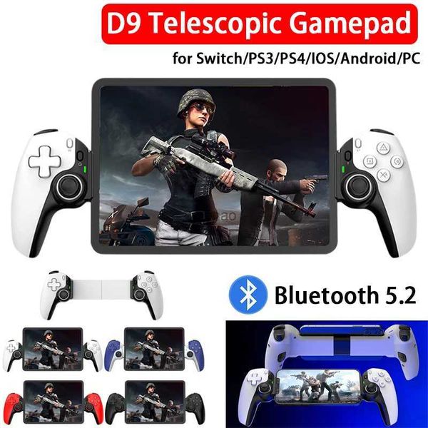 Game Controllers Joysticks D9 Telescopic Mobile Phone Gamepad Dual Hall Somatosensory Wireless Game Controller Joystick for P3 P4 Android iO