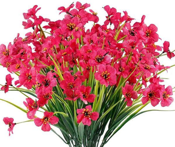 2-6-10 Bundles Outdoor Artificial Flowers UV Resistant Fake Flower with Plastic Plants Faux Silk Flower for Outside Front PorchXJ241212