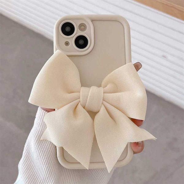 Korean Cute 3D Bowknot Candy Phone Case For iPhone 15 13 14 12 Pro Max 16 Pro Max 11 Simple Shockproof Protective Cover Gift Z250122