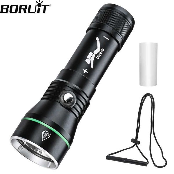 Torches BORUiT 2000LM LED scuba diving flashlight super bright P50 IPX8 waterproof flashlight underwater 100M spear shaped flashlight CL2412