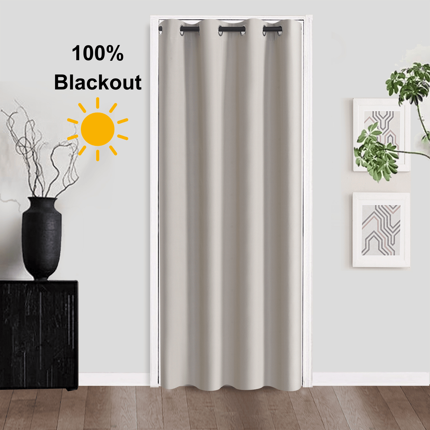 TEMU 1 Panel 100% Blackout Door And Window Sleek Solid Color Curtain - 39 X 78 Inches, In 6 Colors Thermal Insulated, Light-blocking, Noise-reducing,