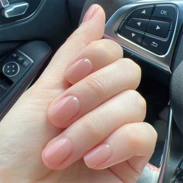 False Nails 24 Pcs Short Squoval Press On Nails Wine Red Fake Nails Glossy Artificial Finger Manicure Reusable False Nails For Women z240531