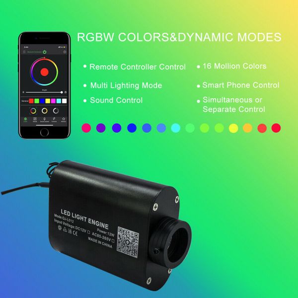 Rgbw Led Fiber Optic Star Sky Ceiling Kit Universal Durable With Smartphone App Bluetooth Controller Car Interior Accessories