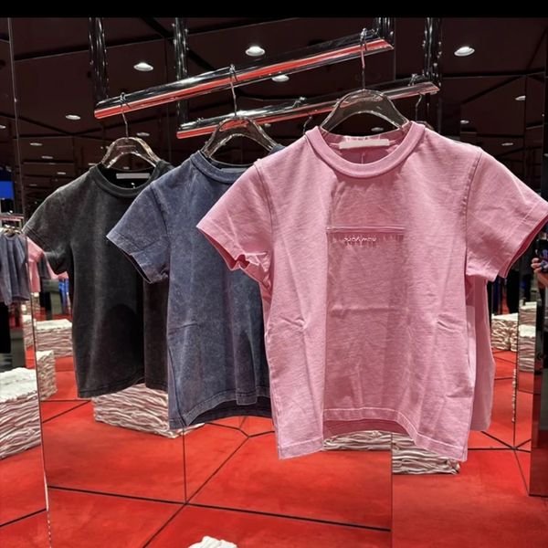 Designer Embossment Women&#039;s T Shirts Solid Color T-Shirt Cotton Round Neck Short Sleeve