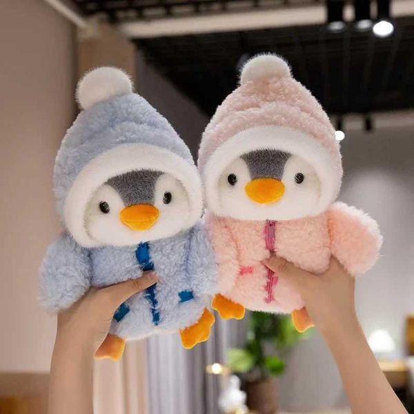 Plush Dolls New Cute Penguin Plush Toy Baby Comfortable Sleep Doll Fluffy Penguin Clothing Hat Filling Animal Pillow Birthday Gift J241214V3