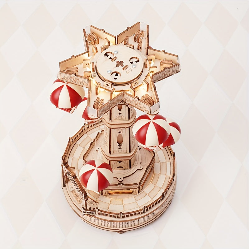 TEMU Parachute Tower Diy Music Box 3d Wooden Puzzle Ea01 Halloween Christmas Gift