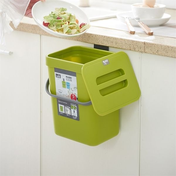Waste Bins Trash Can Kitchen Garbage Holder Bathroom Hanging Wall Mounted Storage Bucket Rectangular Desktop Container 220930