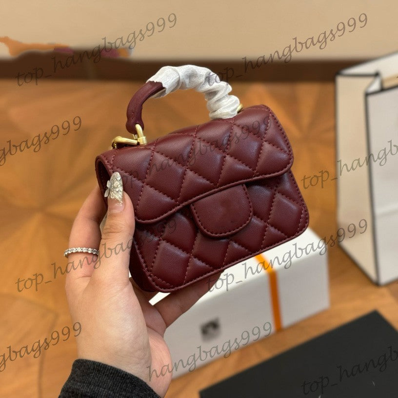 Ladies Brand Classic Mini Flap Vanity Quilted Hand Bags Snap Purse Lipstick Holder 7 Colors Crossbody Shoulder Tiny Pouch 10x12cm