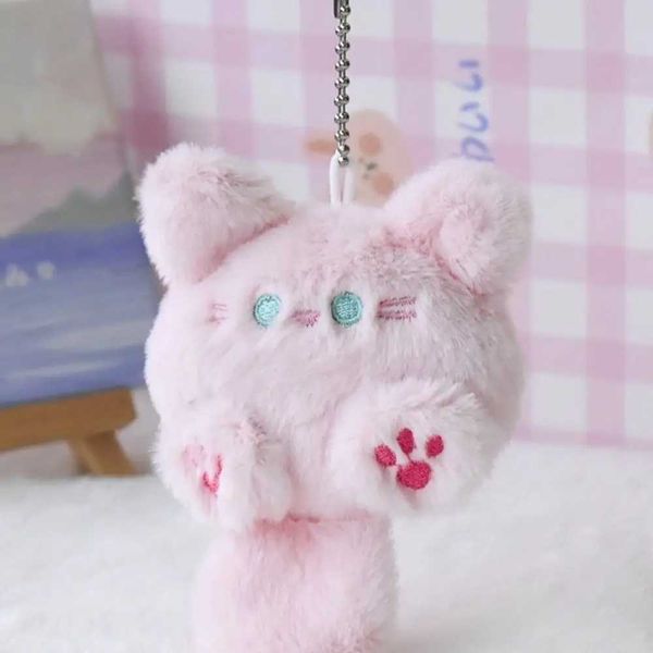 Filled coffee cat plush keychain creative soft fluffy animal plush keychain colorful Ins cute cat plush dollW240903