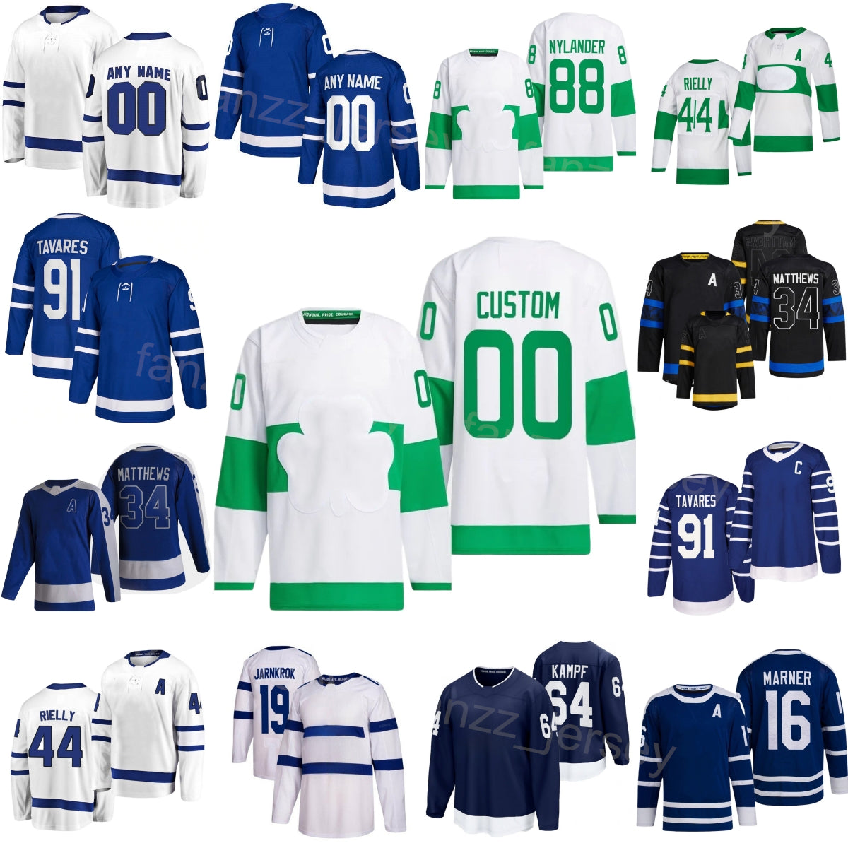 24-25 Alternate Hockey 91 John Tavares Jersey 34 Auston Matthews 16 Mitchell Marner 88 William Nylander 44 Morgan Rielly 19 Calle Jarnkrok 64 David