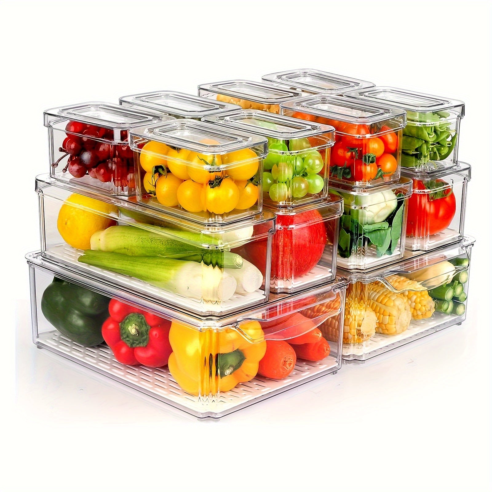 TEMU Food Organizer Set, Refrigerator Organizer Bins With Lids, Space-saving Organizers And Storage Containers For Kitchen, Cabinets, Fridge, Snacks,