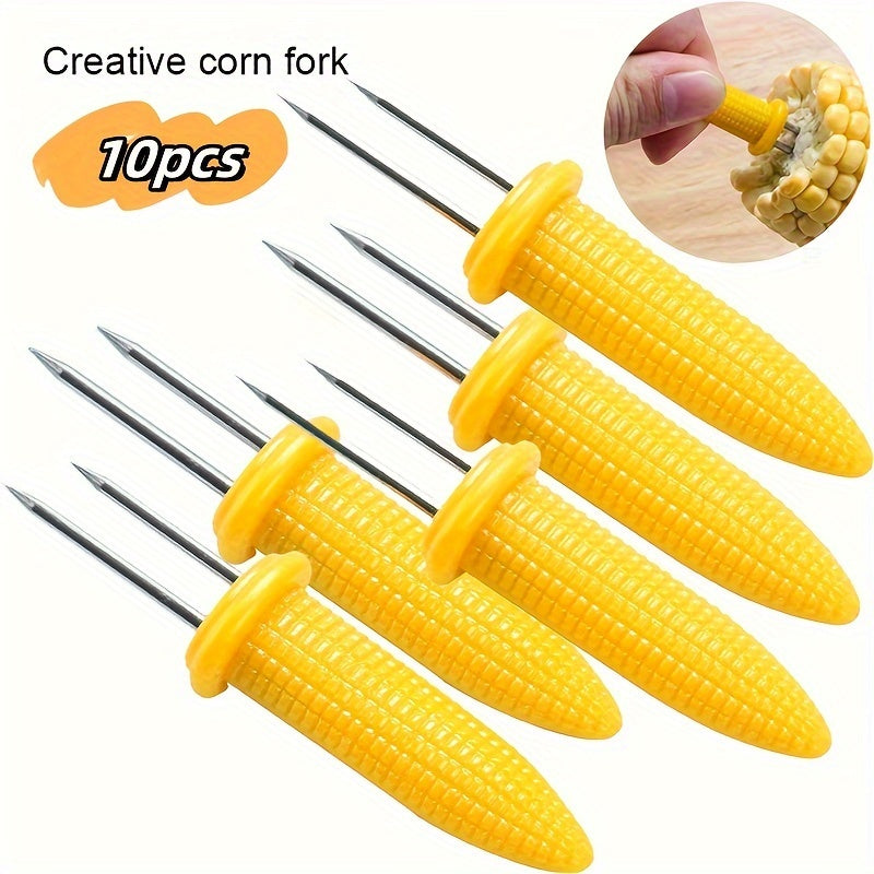 TEMU 10pcs Stainless Steel Corn Holders - Set Of 8 - Bbqs And Picnics